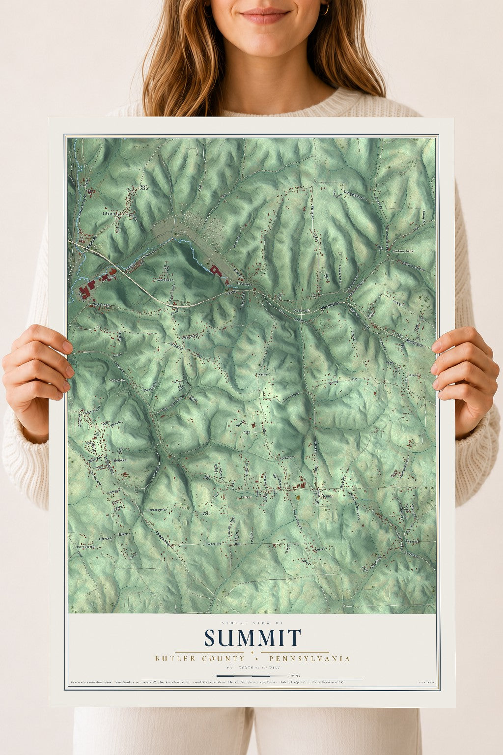 Map of Summit, Butler County, Pennsylvania, 18 x 24 inch unframed archival matte print