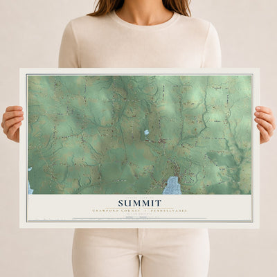 Map of Summit, Crawford County, Pennsylvania, 12 x 18 inch unframed archival matte print