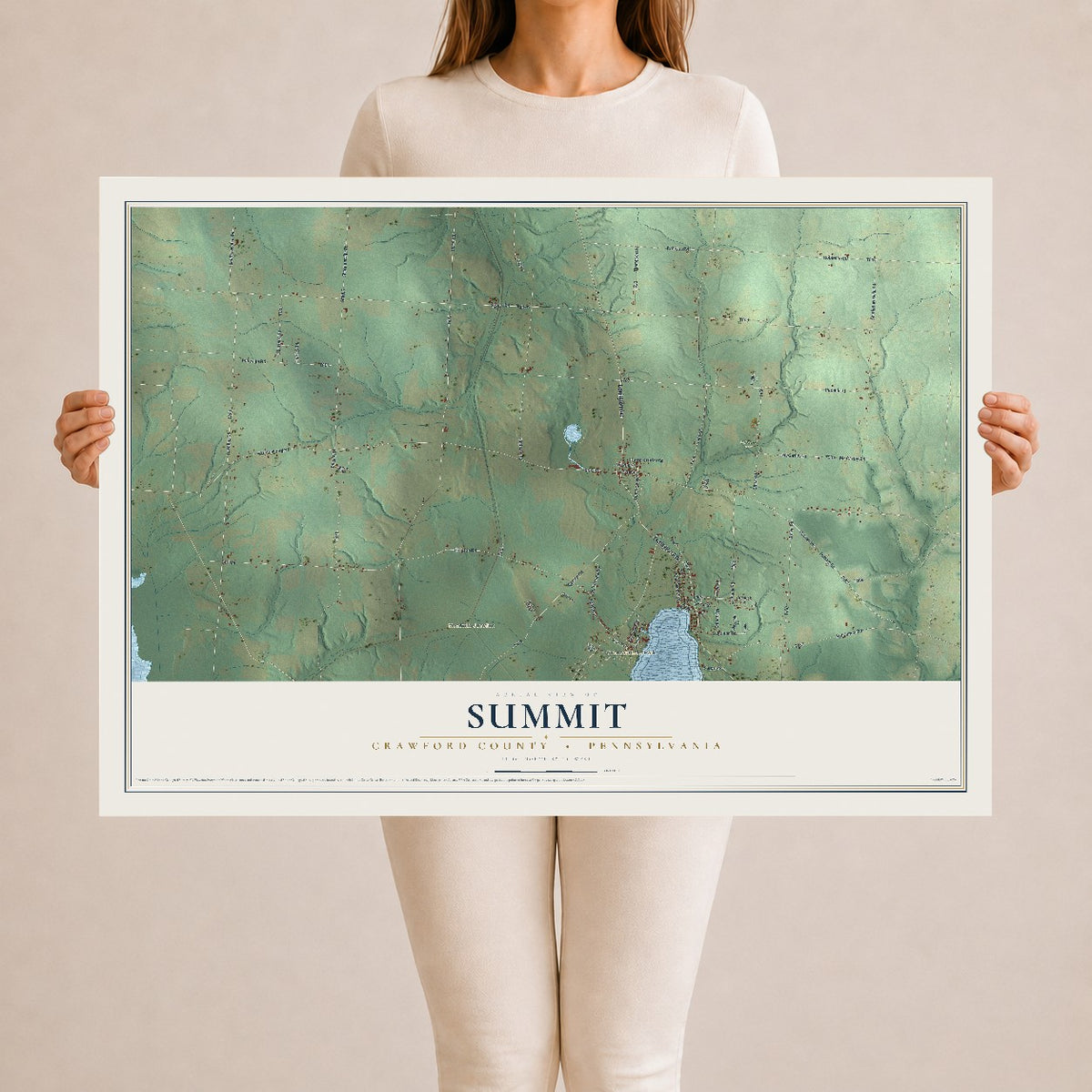 Map of Summit, Crawford County, Pennsylvania, 24 x 36 inch unframed archival matte print