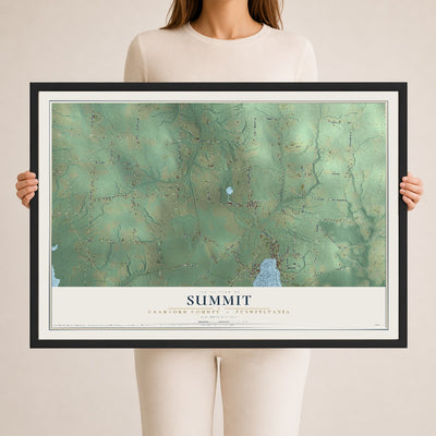 Map of Summit, Crawford County, Pennsylvania, 24 x 36 inch print in a black wood frame