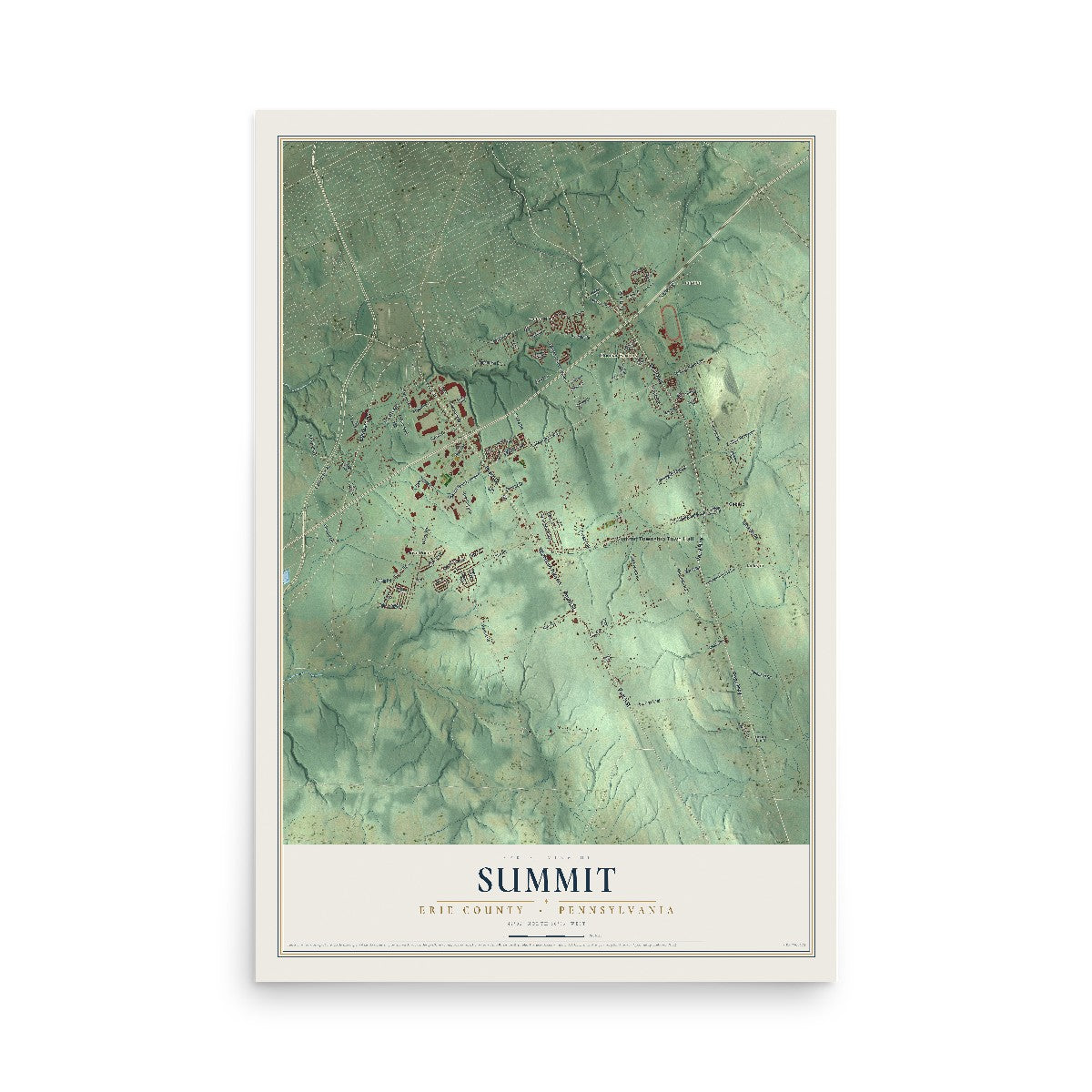 Map of Summit, Erie County, Pennsylvania, 12 x 18 inch unframed archival matte print