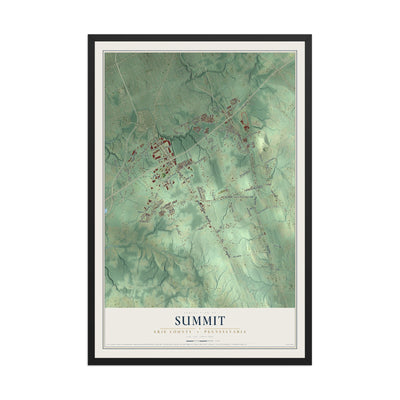 Map of Summit, Erie County, Pennsylvania, 12 x 18 inch print in a black wood frame