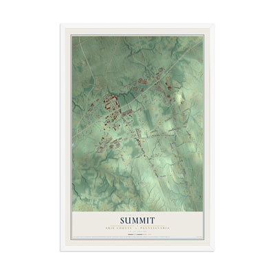 Map of Summit, Erie County, Pennsylvania, 12 x 18 inch print in a white wood frame