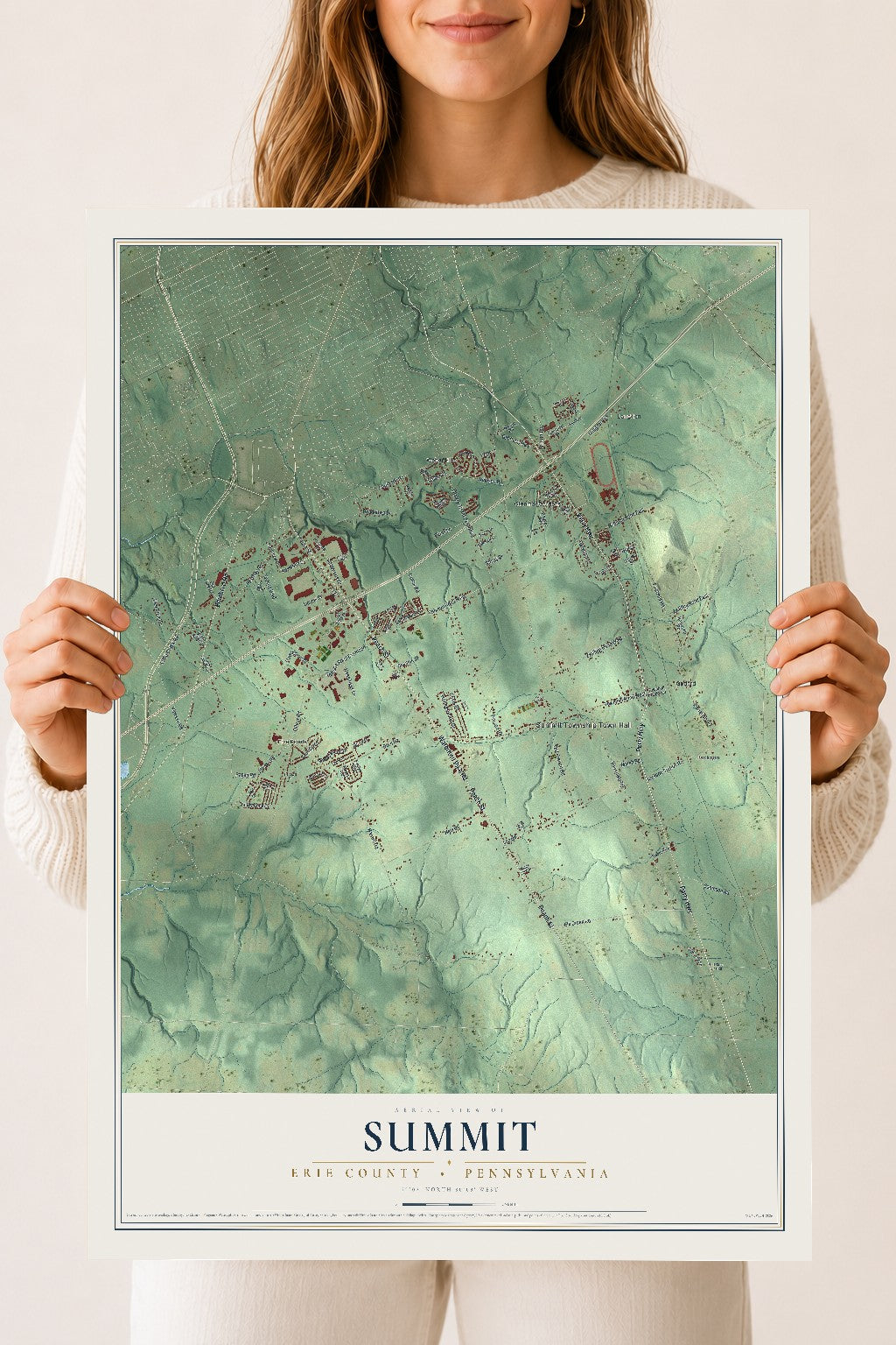 Map of Summit, Erie County, Pennsylvania, 18 x 24 inch unframed archival matte print