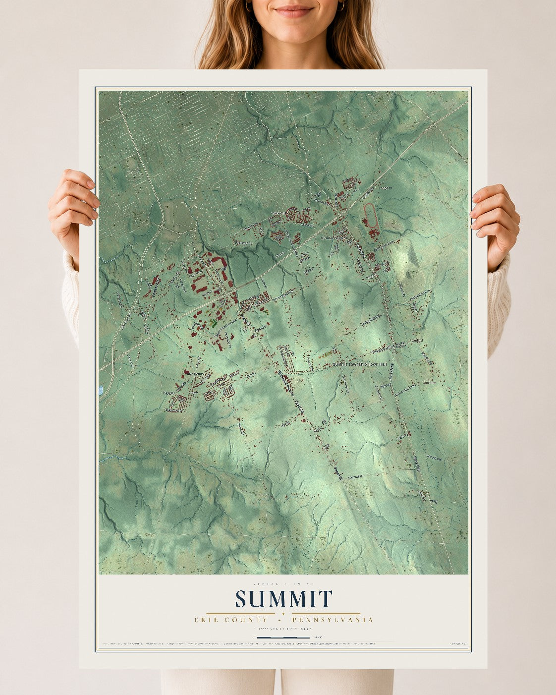 Map of Summit, Erie County, Pennsylvania, 24 x 36 inch unframed archival matte print