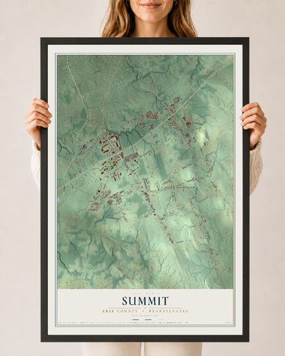 Map of Summit, Erie County, Pennsylvania, 24 x 36 inch print in a black wood frame