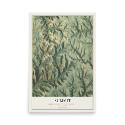 Map of Summit, Potter County, Pennsylvania, 12 x 18 inch unframed archival matte print