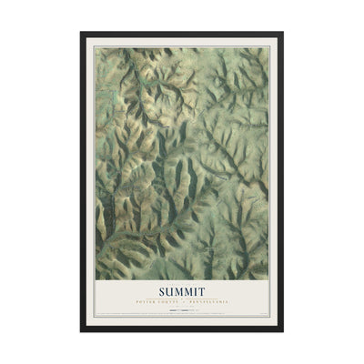 Map of Summit, Potter County, Pennsylvania, 12 x 18 inch print in a black wood frame