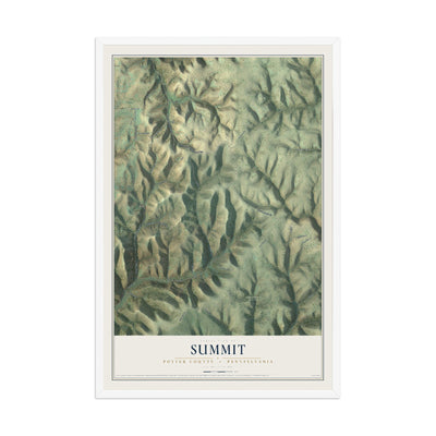 Map of Summit, Potter County, Pennsylvania, 12 x 18 inch print in a white wood frame