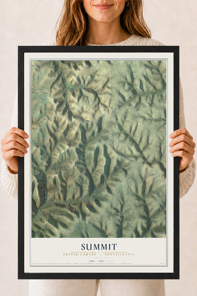 Map of Summit, Potter County, Pennsylvania, 18 x 24 inch print in a black wood frame