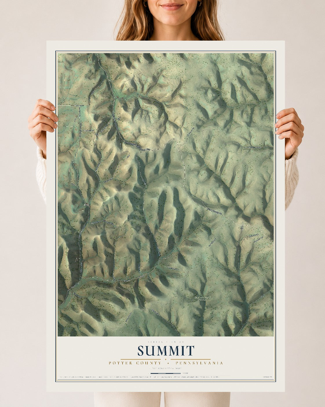 Map of Summit, Potter County, Pennsylvania, 24 x 36 inch unframed archival matte print
