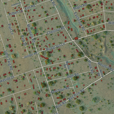 Close-up of the map of Sun Valley, Pennsylvania print showing street and building detail