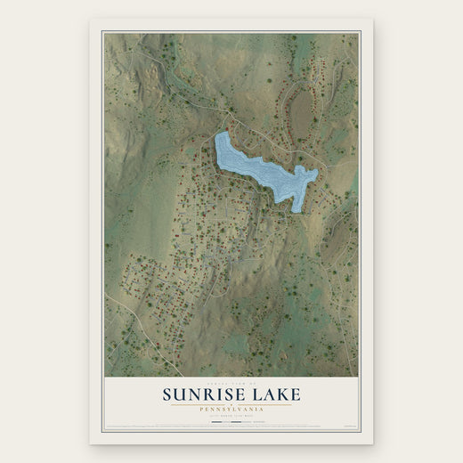 Sunrise Lake, Pennsylvania map print, the full design