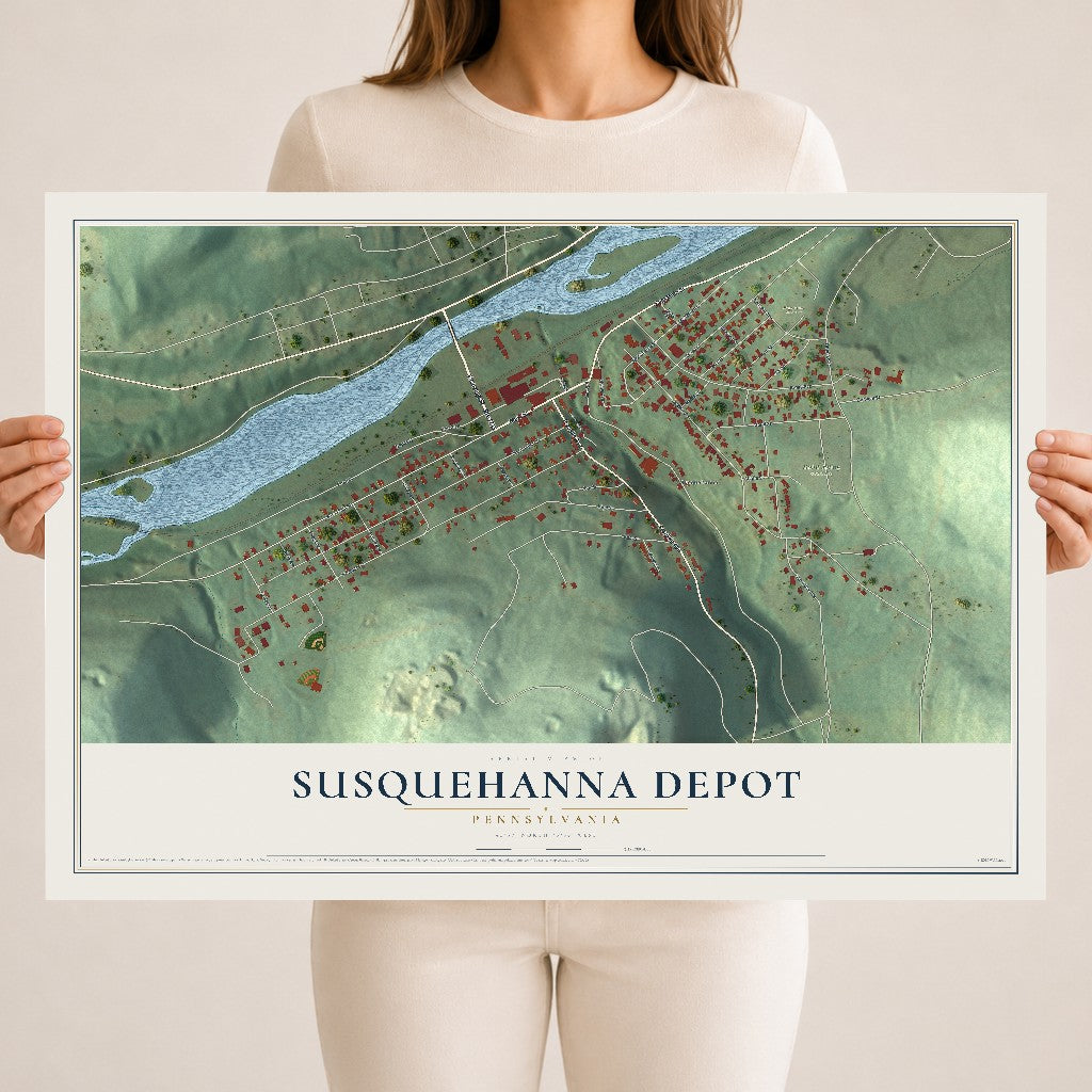 Map of Susquehanna Depot, Pennsylvania, 18 x 24 inch unframed archival matte print