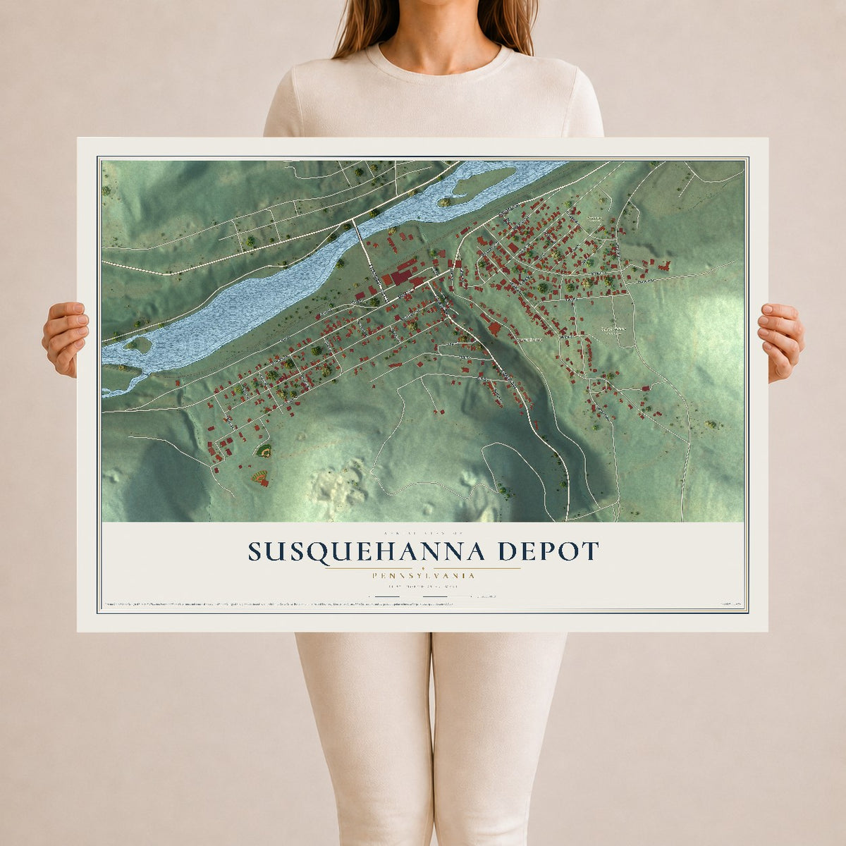 Map of Susquehanna Depot, Pennsylvania, 24 x 36 inch unframed archival matte print