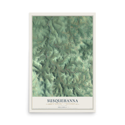 Map of Susquehanna, Cambria County, Pennsylvania, 12 x 18 inch unframed archival matte print
