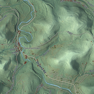 Close-up of the map of Susquehanna, Cambria County, Pennsylvania print showing street and building detail
