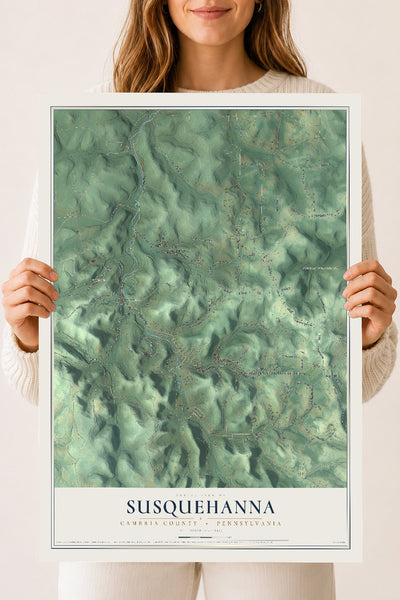 Map of Susquehanna, Cambria County, Pennsylvania, 18 x 24 inch unframed archival matte print