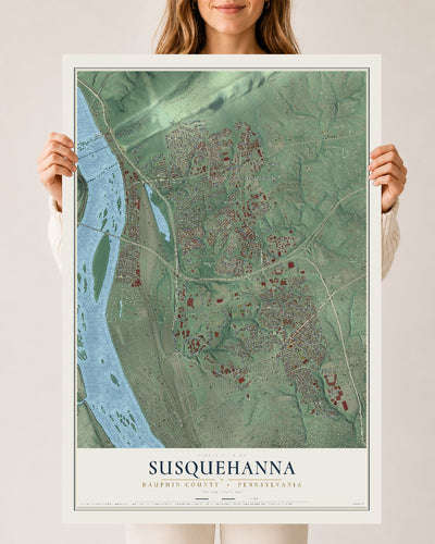 Map of Susquehanna, Dauphin County, Pennsylvania, 24 x 36 inch unframed archival matte print