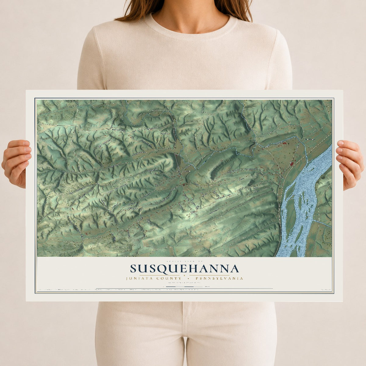 Map of Susquehanna, Juniata County, Pennsylvania, 12 x 18 inch unframed archival matte print