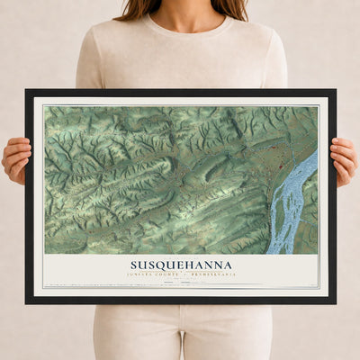 Map of Susquehanna, Juniata County, Pennsylvania, 12 x 18 inch print in a black wood frame
