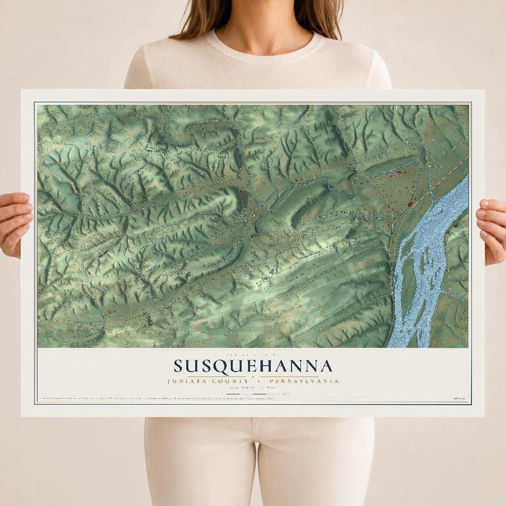 Map of Susquehanna, Juniata County, Pennsylvania, 18 x 24 inch unframed archival matte print