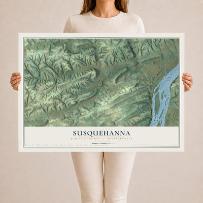 Map of Susquehanna, Juniata County, Pennsylvania, 24 x 36 inch unframed archival matte print