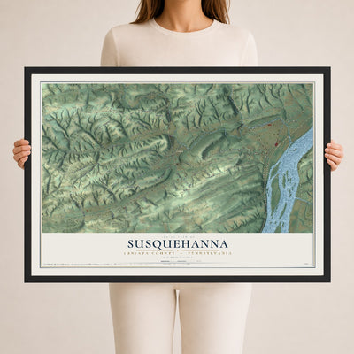 Map of Susquehanna, Juniata County, Pennsylvania, 24 x 36 inch print in a black wood frame
