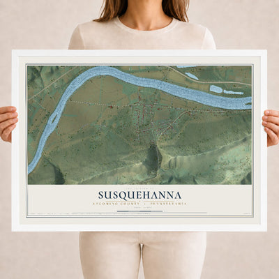 Map of Susquehanna, Lycoming County, Pennsylvania, 18 x 24 inch print in a white wood frame