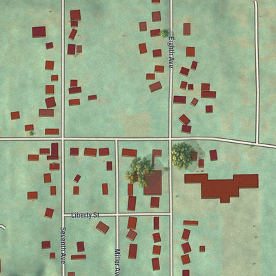 Second close-up of the map of Sutersville, Pennsylvania print showing more streets and buildings