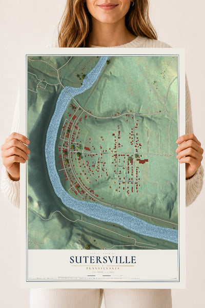 Map of Sutersville, Pennsylvania, 18 x 24 inch unframed archival matte print