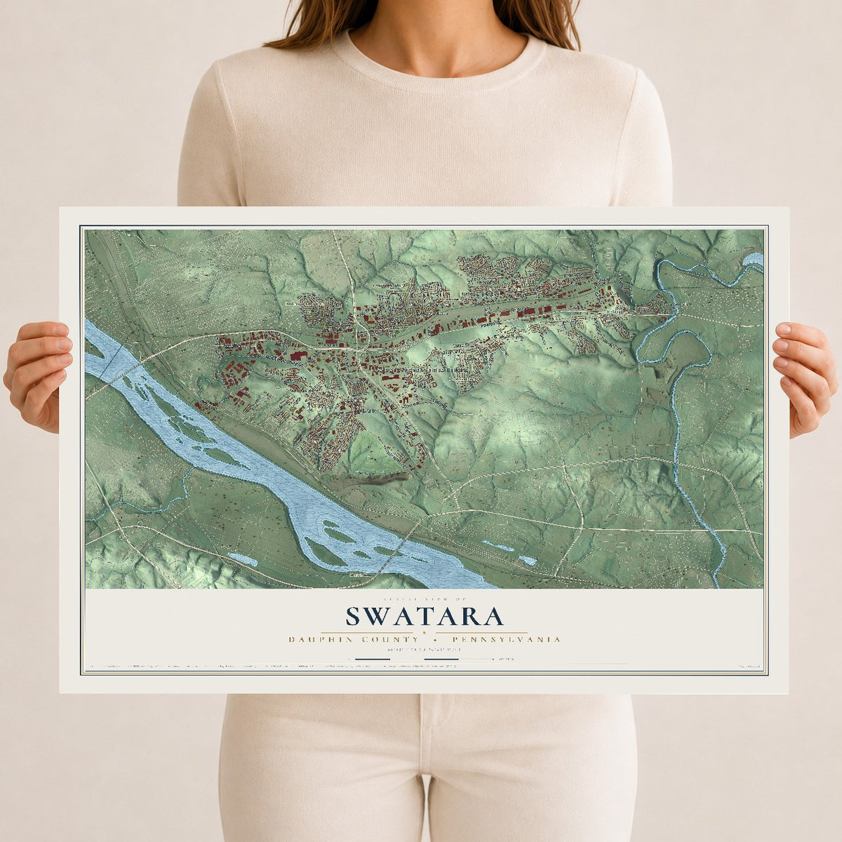 Map of Swatara, Dauphin County, Pennsylvania, 12 x 18 inch unframed archival matte print