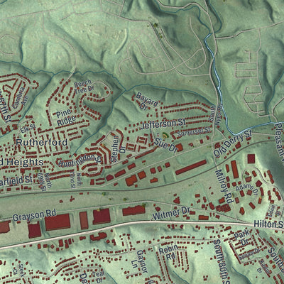 Second close-up of the map of Swatara, Dauphin County, Pennsylvania print showing more streets and buildings