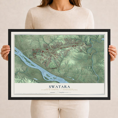 Map of Swatara, Dauphin County, Pennsylvania, 12 x 18 inch print in a black wood frame