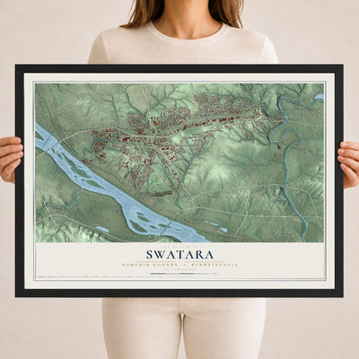 Map of Swatara, Dauphin County, Pennsylvania, 18 x 24 inch print in a black wood frame