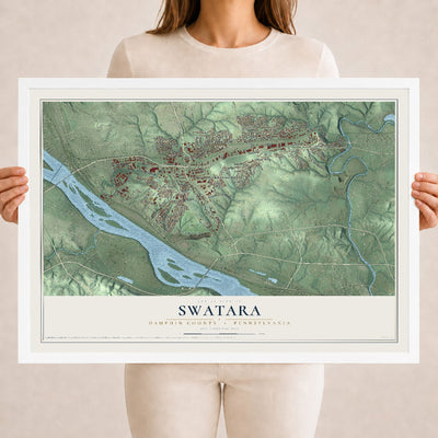 Map of Swatara, Dauphin County, Pennsylvania, 18 x 24 inch print in a white wood frame