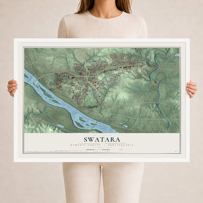 Map of Swatara, Dauphin County, Pennsylvania, 24 x 36 inch print in a white wood frame