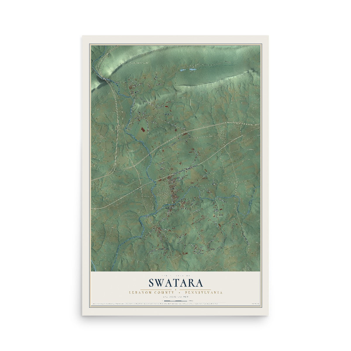 Map of Swatara, Lebanon County, Pennsylvania, 12 x 18 inch unframed archival matte print