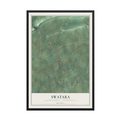 Map of Swatara, Lebanon County, Pennsylvania, 12 x 18 inch print in a black wood frame