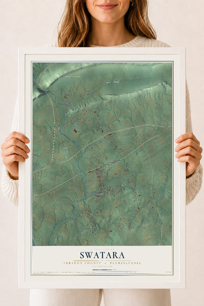 Map of Swatara, Lebanon County, Pennsylvania, 18 x 24 inch print in a white wood frame