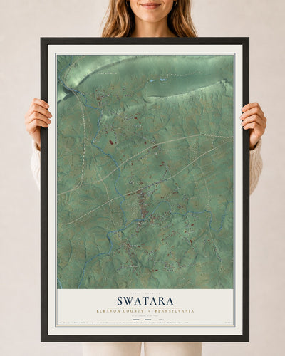 Map of Swatara, Lebanon County, Pennsylvania, 24 x 36 inch print in a black wood frame