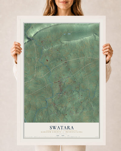 Map of Swatara, Lebanon County, Pennsylvania, 24 x 36 inch print in a white wood frame