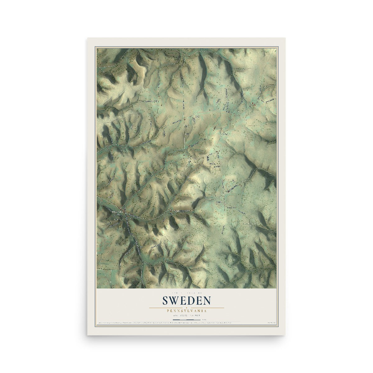 Map of Sweden, Pennsylvania, 12 x 18 inch unframed archival matte print