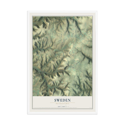 Map of Sweden, Pennsylvania, 12 x 18 inch print in a white wood frame
