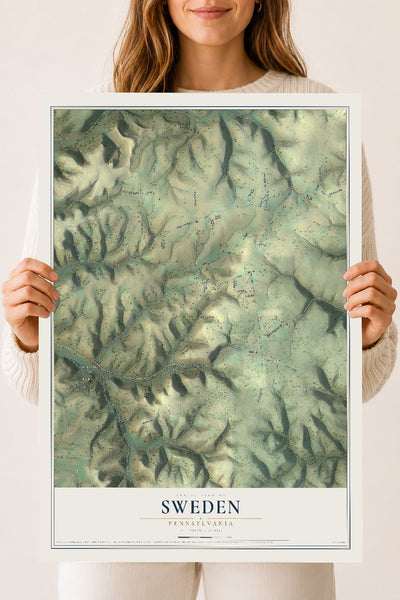 Map of Sweden, Pennsylvania, 18 x 24 inch unframed archival matte print