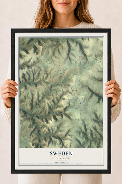Map of Sweden, Pennsylvania, 18 x 24 inch print in a black wood frame