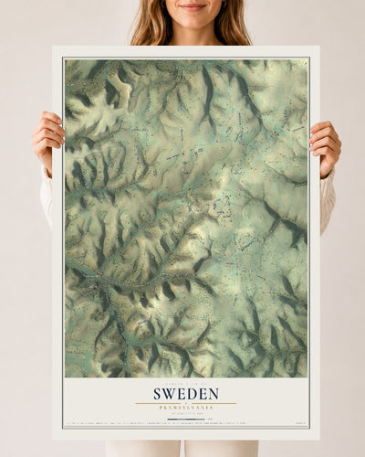 Map of Sweden, Pennsylvania, 24 x 36 inch unframed archival matte print