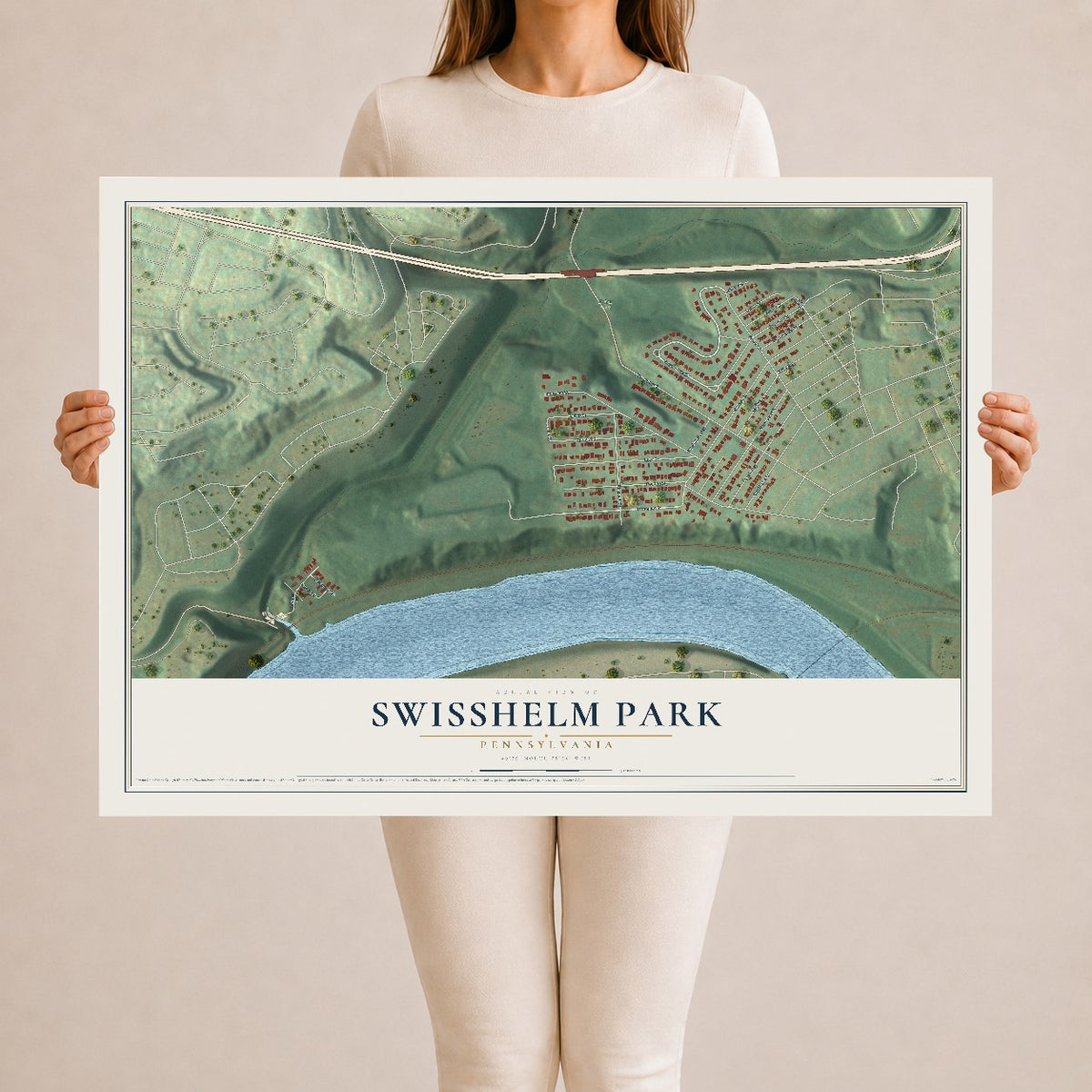 Map of Swisshelm Park, Pennsylvania, 24 x 36 inch unframed archival matte print