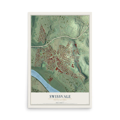 Map of Swissvale, Pennsylvania, 12 x 18 inch unframed archival matte print