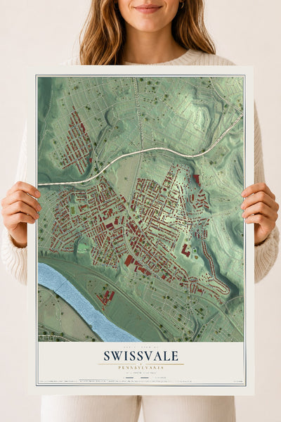 Map of Swissvale, Pennsylvania, 18 x 24 inch unframed archival matte print